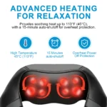 Leercon Shiatsu Neck and Shoulder Massager Heated Back Massager U Shape Deep Kneading Electric Massage Pillow For Neck Waist Leg Body - Image 3