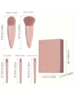 5Pcs Mini Pink Makeup Brush Set with Built-in Mirror, Soft Synthetic Bristles Gentle on Skin Portable Travel Size for Daily Makeup On-the-Go Touch-ups Home Travel Women Makeup Lovers Beginners Blush Eyeshadow Foundation Brushes Cosmetic Beauty Tool Kit - Image 4
