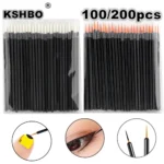 100/200pcs Disposable Nail Art Brushes Eyeliner Makeup Tools Manicure Painting Pen Brush Set for Professional & Home Use