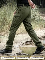Men's Flex Tactical Pants, Lightweight Ripstop Tactical Cargo Pants, Outdoor Commuting and Training Pants, Abrasion-Resistant, Water Resistant Cargo Pants, Work Pants Multi Pockets Hiking Outdoor Casual Pants, Durable Trousers,  (No Belt, Army Green) - Image 6