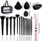 27/14/9/1PCS Professional Makeup Brush Set 14 Brushes, Makeup Sponge, Powder Puff, Makeup Bag, Eyebrow Razor, Cleaning Tools - Image 2