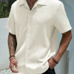 Men's casual shirts, short-sleeved men's shirts, summer clothes, pleated fabrics, light and breathable, suitable for queuing for