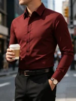New Men Shirt Elegant Fashion European Long Sleeve Classic Smart Casual Elastic Anti-pilling Male Business Dress Shirts - Image 10